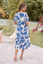 Load image into Gallery viewer, Alejandra Blue/Off White Print V Neck Smock