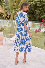 Load image into Gallery viewer, Alejandra Blue/Off White Print V Neck Smock