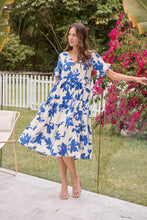 Load image into Gallery viewer, Alejandra Blue/Off White Print V Neck Smock