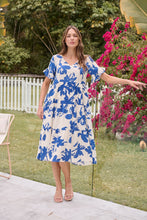 Load image into Gallery viewer, Alejandra Blue/Off White Print V Neck Smock