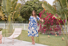 Load image into Gallery viewer, Alejandra Blue/Off White Print V Neck Smock