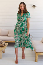 Load image into Gallery viewer, Zaira Green/Beige Print Midi Dress