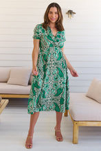 Load image into Gallery viewer, Zaira Green/Beige Print Midi Dress