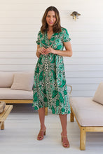 Load image into Gallery viewer, Zaira Green/Beige Print Midi Dress