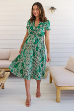 Load image into Gallery viewer, Zaira Green/Beige Print Midi Dress