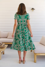 Load image into Gallery viewer, Zaira Green/Beige Print Midi Dress
