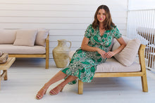 Load image into Gallery viewer, Zaira Green/Beige Print Midi Dress