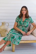 Load image into Gallery viewer, Zaira Green/Beige Print Midi Dress