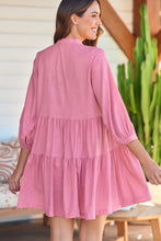 Load image into Gallery viewer, Mei Pink Long Sleeve Button Linen Dress
