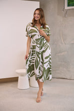 Load image into Gallery viewer, Gertrude Sage/White Abstract Print Button Front Midi Dress