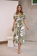 Load image into Gallery viewer, Gertrude Sage/White Abstract Print Button Front Midi Dress