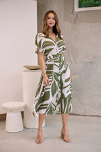 Load image into Gallery viewer, Gertrude Sage/White Abstract Print Button Front Midi Dress