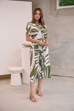 Load image into Gallery viewer, Gertrude Sage/White Abstract Print Button Front Midi Dress