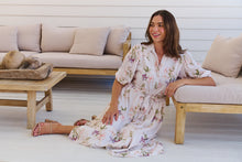 Load image into Gallery viewer, Keeley White/Orange Floral Collared Tie Waist Midi Dress