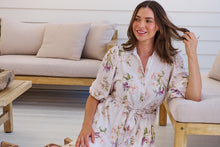 Load image into Gallery viewer, Keeley White/Orange Floral Collared Tie Waist Midi Dress