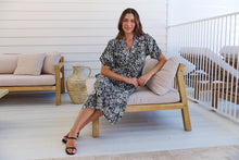 Load image into Gallery viewer, Effie Black/White Floral Tie Waist Dress