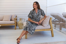 Load image into Gallery viewer, Effie Black/White Floral Tie Waist Dress