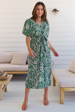 Load image into Gallery viewer, Effie Green/White Floral Tie Waist Dress