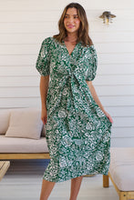 Load image into Gallery viewer, Effie Green/White Floral Tie Waist Dress