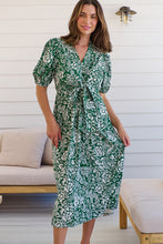 Load image into Gallery viewer, Effie Green/White Floral Tie Waist Dress