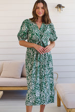 Load image into Gallery viewer, Effie Green/White Floral Tie Waist Dress