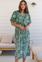 Load image into Gallery viewer, Effie Green/White Floral Tie Waist Dress