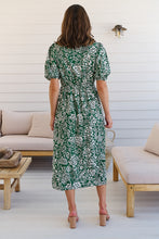 Load image into Gallery viewer, Effie Green/White Floral Tie Waist Dress