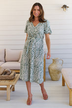 Load image into Gallery viewer, Sloanne Mint Green/White Floral Tie Waist Dress