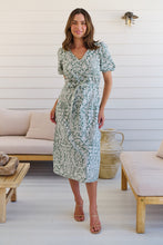 Load image into Gallery viewer, Sloanne Mint Green/White Floral Tie Waist Dress