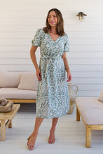 Load image into Gallery viewer, Sloanne Mint Green/White Floral Tie Waist Dress