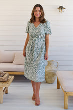 Load image into Gallery viewer, Sloanne Mint Green/White Floral Tie Waist Dress