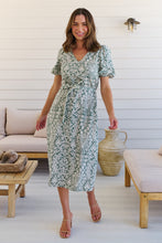 Load image into Gallery viewer, Sloanne Mint Green/White Floral Tie Waist Dress