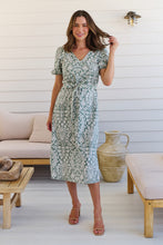 Load image into Gallery viewer, Sloanne Mint Green/White Floral Tie Waist Dress