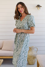 Load image into Gallery viewer, Sloanne Mint Green/White Floral Tie Waist Dress