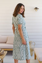 Load image into Gallery viewer, Sloanne Mint Green/White Floral Tie Waist Dress