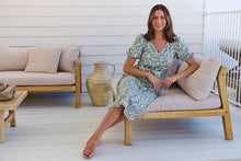 Load image into Gallery viewer, Sloanne Mint Green/White Floral Tie Waist Dress