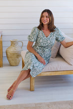 Load image into Gallery viewer, Sloanne Mint Green/White Floral Tie Waist Dress