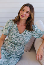 Load image into Gallery viewer, Sloanne Mint Green/White Floral Tie Waist Dress
