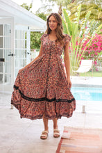 Load image into Gallery viewer, Augustina Watermelon/Peach/Grey Paisley Button Front Maxi Dress