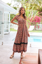 Load image into Gallery viewer, Augustina Watermelon/Peach/Grey Paisley Button Front Maxi Dress