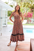Load image into Gallery viewer, Augustina Watermelon/Peach/Grey Paisley Button Front Maxi Dress