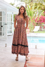 Load image into Gallery viewer, Augustina Watermelon/Peach/Grey Paisley Button Front Maxi Dress