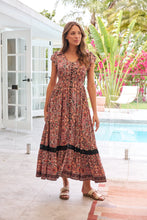 Load image into Gallery viewer, Augustina Watermelon/Peach/Grey Paisley Button Front Maxi Dress