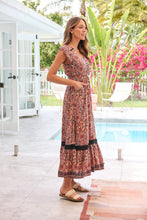 Load image into Gallery viewer, Augustina Watermelon/Peach/Grey Paisley Button Front Maxi Dress