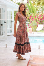Load image into Gallery viewer, Augustina Watermelon/Peach/Grey Paisley Button Front Maxi Dress