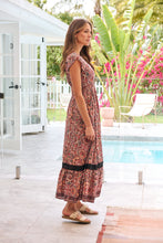 Load image into Gallery viewer, Augustina Watermelon/Peach/Grey Paisley Button Front Maxi Dress