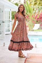 Load image into Gallery viewer, Augustina Watermelon/Peach/Grey Paisley Button Front Maxi Dress