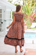 Load image into Gallery viewer, Augustina Watermelon/Peach/Grey Paisley Button Front Maxi Dress