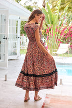 Load image into Gallery viewer, Augustina Watermelon/Peach/Grey Paisley Button Front Maxi Dress