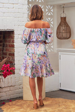Load image into Gallery viewer, Bastille Lilac Floral Off Shoulder Dress